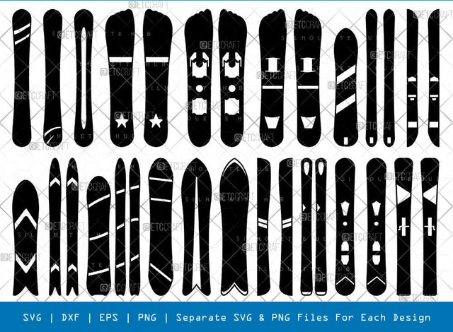 Snowboards Silhouette, Ski And Snowboards SVG, Skiboards Svg, Winter Sports Svg, Ski And Snowboards Bundle, SB00967 SVG ETC Craft 