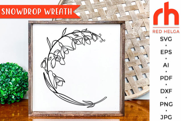Snowdrop Wreath SVG - Capricorn Frame Cut File SVG RedHelgaArt 