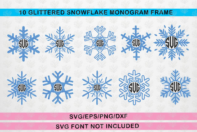 Snowfall Monogram Frame Bundle – Christmas SVG EPS DXF PNG Cutting Files SVG CoralCutsSVG