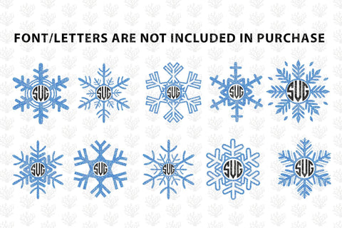 Snowfall Monogram Frame Bundle – Christmas SVG EPS DXF PNG Cutting Files SVG CoralCutsSVG