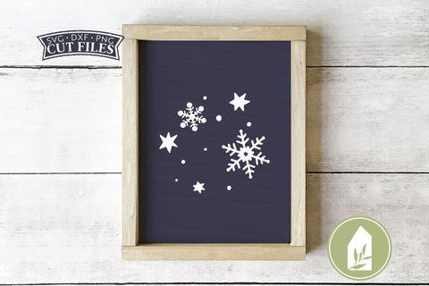 Snowfall SVG Files | Farmhouse Snowflake SVG SVG LilleJuniper 