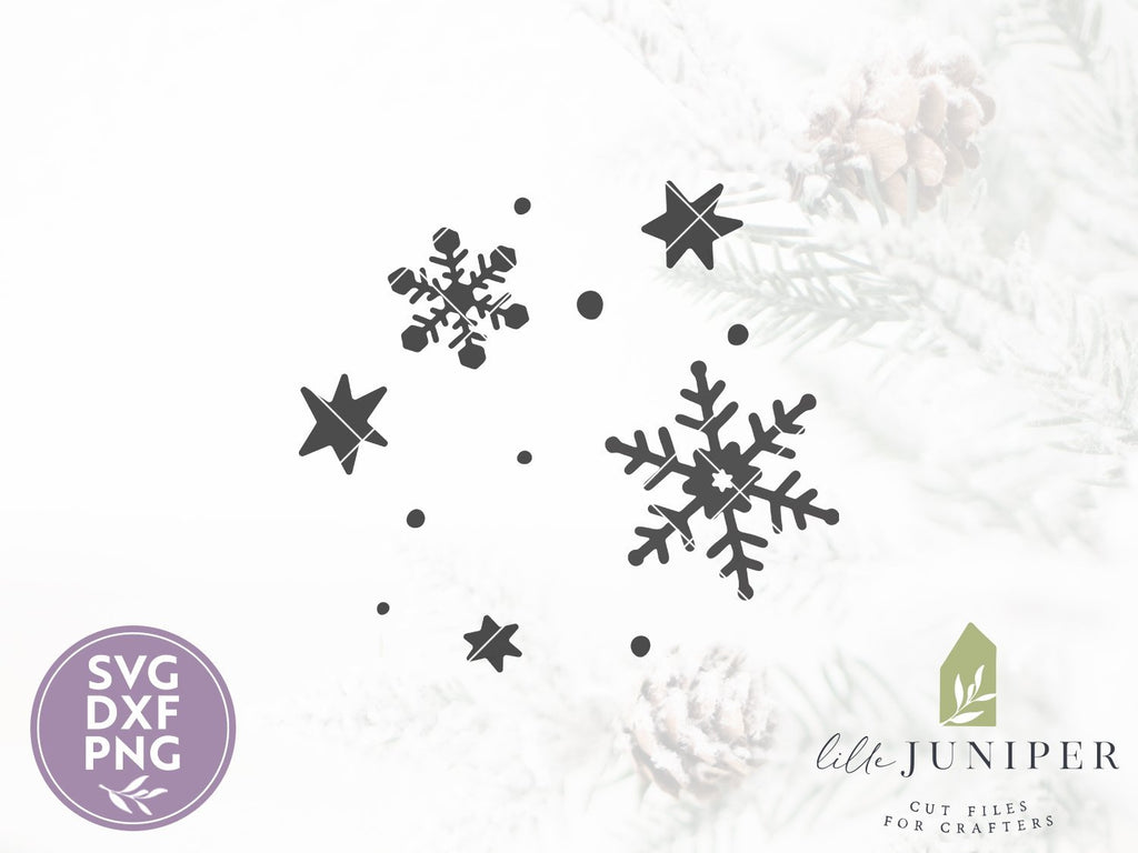 Snowfall SVG Files | Farmhouse Snowflake SVG - So Fontsy