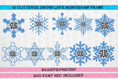 Snowfall Svg Monogram Frame Bundle – Christmas SVG EPS DXF PNG Cutting Files SVG CoralCutsSVG