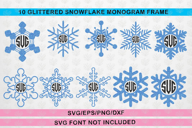 Snowfall Svg Monogram Frame Bundle – Christmas SVG EPS DXF PNG Cutting Files SVG CoralCutsSVG