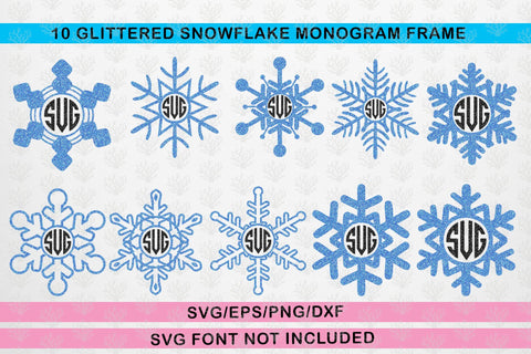 Snowfall Svg Monogram Frame Bundle – Christmas SVG EPS DXF PNG Cutting Files SVG CoralCutsSVG 