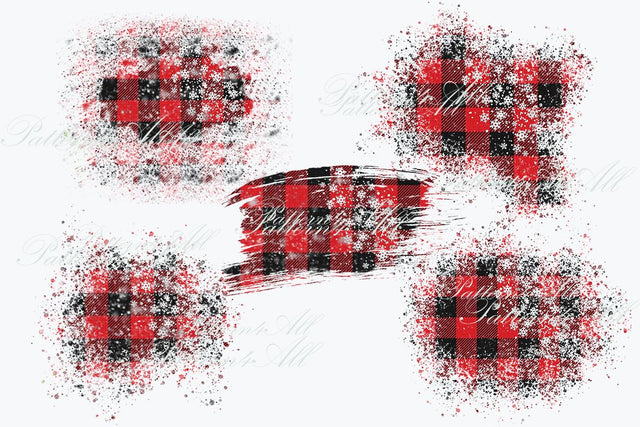 Snowflake, 5 Red Plaid background plaid, Check splashes, Buffalo plaid Patches,Sublimation PNG,design elements for t-shirts,instant download Sublimation ArtStudio 