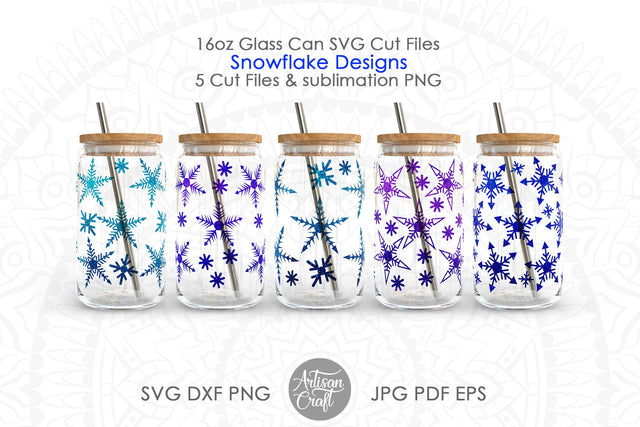 Snowflake Can Glass Wrap, Christmas Can SVG SVG Artisan Craft SVG 