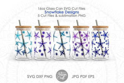 Snowflake Can Glass Wrap, Christmas Can SVG SVG Artisan Craft SVG 