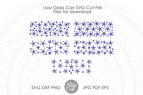 Snowflake Can Glass Wrap, Christmas Can SVG SVG Artisan Craft SVG 