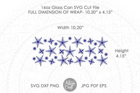 Snowflake Can Glass Wrap, Christmas Can SVG SVG Artisan Craft SVG 