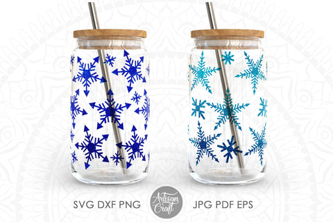 Snowflake Can Glass Wrap, Christmas Can SVG SVG Artisan Craft SVG 