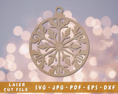 Snowflake Christmas Ornament Laser SVG Cut File SVG HappyDesignStudio 