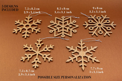 Snowflake Christmas Tree Ornaments Digital Vector File for Laser Cutter. SVG MaramadeLaser 