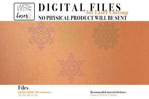 Snowflake Christmas Tree Ornaments Digital Vector File for Laser Cutter. SVG MaramadeLaser 