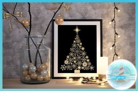 Snowflake Christmas Tree with Star SVG | Christmas Tree Mandala SVG Harbor Grace Designs 