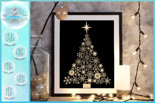 Snowflake Christmas Tree with Star SVG | Christmas Tree Mandala SVG Harbor Grace Designs 
