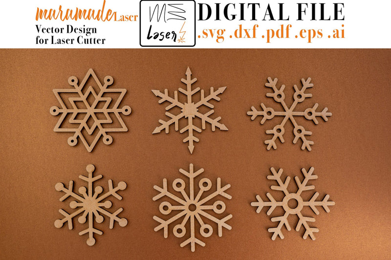 Snowflake Coasters Digital Vector File for Laser Cutter - Christmas Coasters. SVG MaramadeLaser 