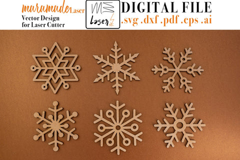 Snowflake Coasters Digital Vector File for Laser Cutter - Christmas Coasters. SVG MaramadeLaser 