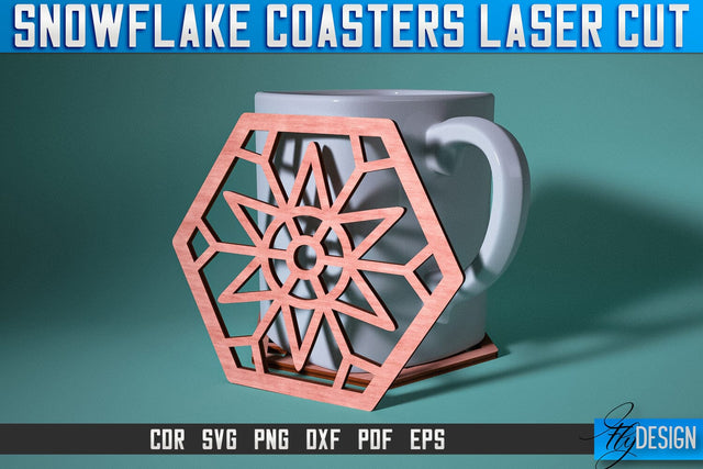 Snowflake Coasters Laser Cut SVG | Christmas Laser Cut SVG Design | CNC Files SVG Fly Design 