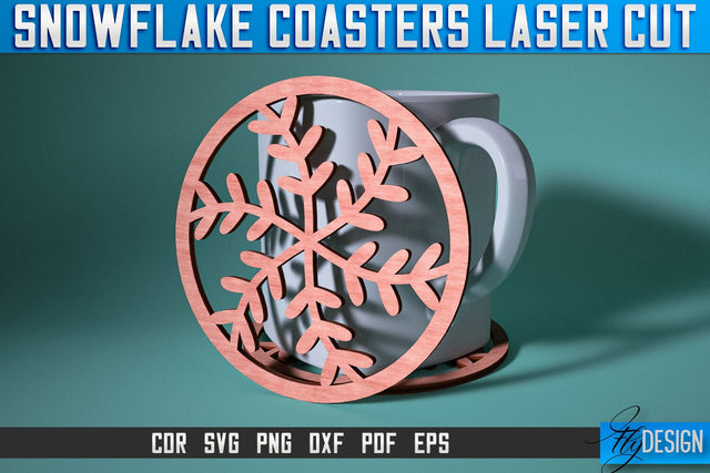 Snowflake Coasters Laser Cut SVG | Christmas Laser Cut SVG Design | CNC Files SVG Fly Design 