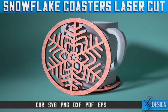 Snowflake Coasters Laser Cut SVG | Christmas Laser Cut SVG Design | CNC Files SVG Fly Design 