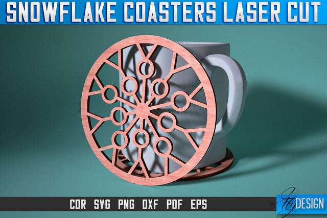 Snowflake Coasters Laser Cut SVG | Christmas Laser Cut SVG Design | CNC Files SVG Fly Design 