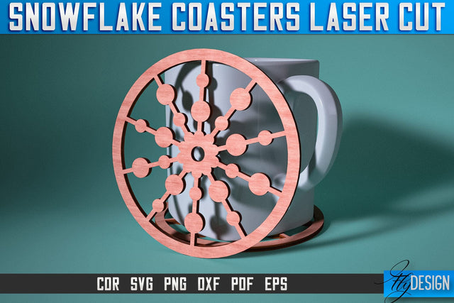 Snowflake Coasters Laser Cut SVG | Christmas Laser Cut SVG Design | CNC Files SVG Fly Design 