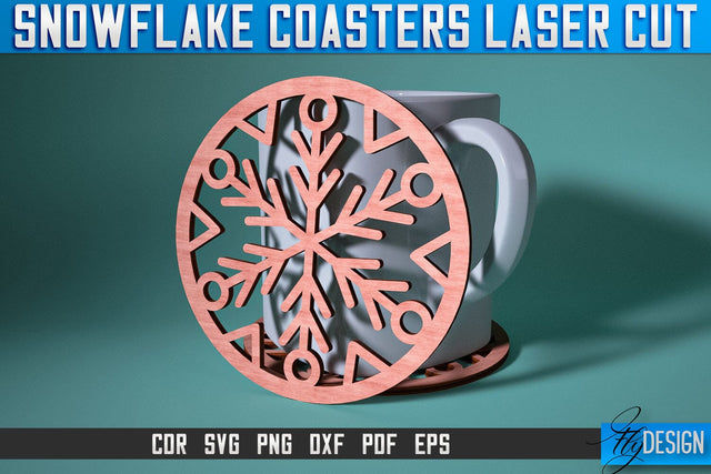 Snowflake Coasters Laser Cut SVG | Christmas Laser Cut SVG Design | CNC Files SVG Fly Design 