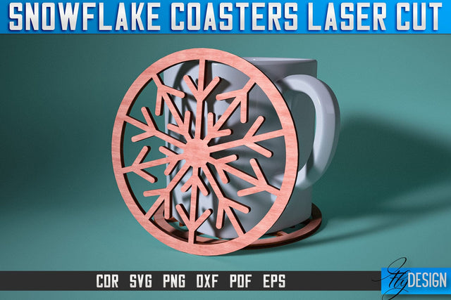 Snowflake Coasters Laser Cut SVG | Christmas Laser Cut SVG Design | CNC Files SVG Fly Design 