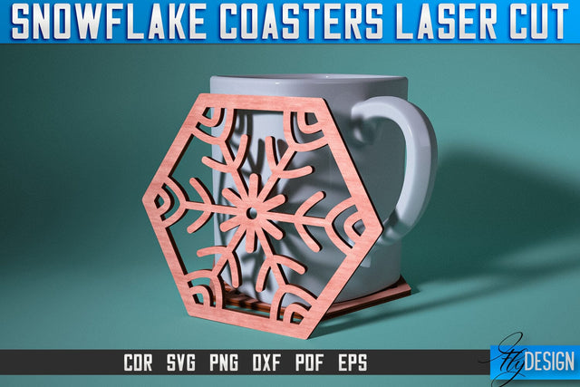 Snowflake Coasters Laser Cut SVG | Christmas Laser Cut SVG Design | CNC Files SVG Fly Design 
