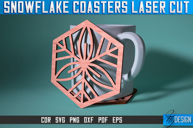 Snowflake Coasters Laser Cut SVG | Christmas Laser Cut SVG Design | CNC Files SVG Fly Design 