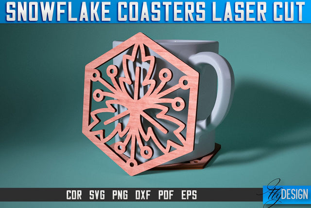 Snowflake Coasters Laser Cut SVG | Christmas Laser Cut SVG Design | CNC Files SVG Fly Design 