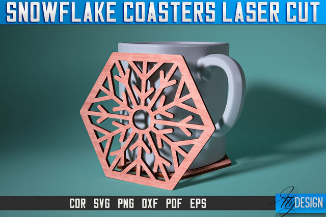 Snowflake Coasters Laser Cut SVG | Christmas Laser Cut SVG Design | CNC Files SVG Fly Design 