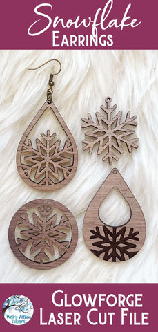 Snowflake Earring File for Glowforge or Laser Cutter SVG Wispy Willow Designs 