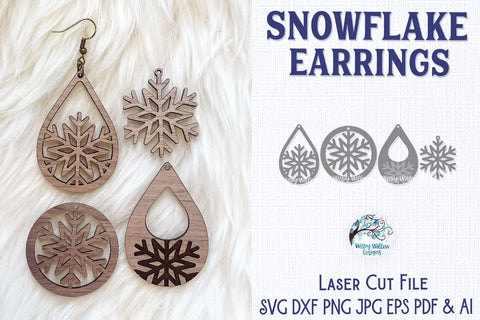 Snowflake Earring File for Glowforge or Laser Cutter SVG Wispy Willow Designs 