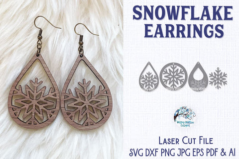 Snowflake Earring File for Glowforge or Laser Cutter SVG Wispy Willow Designs 