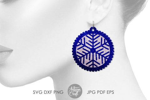 Snowflake earrings SVG, Laser cut earrings SVG Artisan Craft SVG 