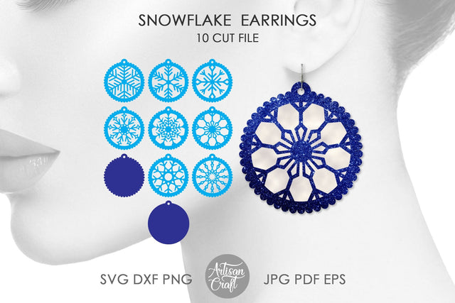 Snowflake earrings SVG, Laser cut earrings SVG Artisan Craft SVG 