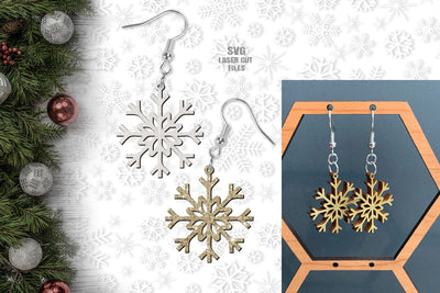 Snowflake Earrings SVG Laser Cut Files | Christmas Earring SVG | Snowflake SVG SVG Cloud9Design 