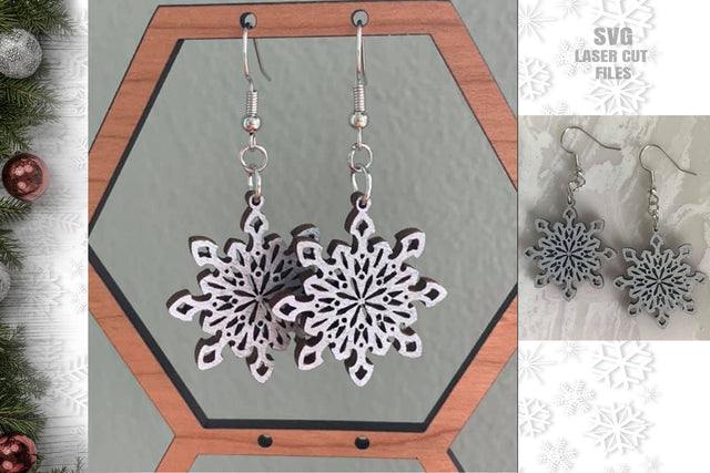 Snowflake Earrings SVG Laser Cut Files | Snowflake SVG | Christmas Earring SVG SVG Cloud9Design 
