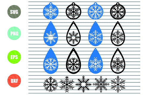 Snowflake Earrings Svg, Snowman Earrings, Christmas Earring SVG, Christmas Ornament Earring, Glowforge Laser Cutter, Cricut Earring, Silhouette Earring SVG Artstoredigital 