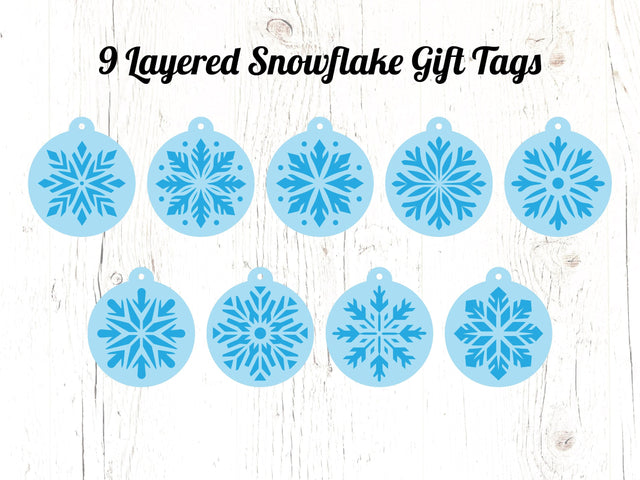 Snowflake Gift Tags - 9 Layered Designs SVG Caffeinated SVGs 
