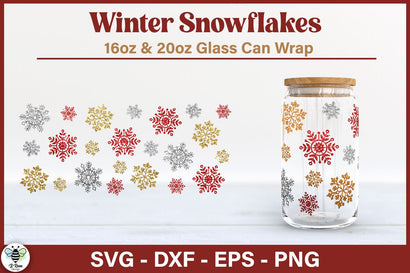 Snowflake Glass Can SVG | Winter Wrap for Beer Glass Can SVG B Renee Design 