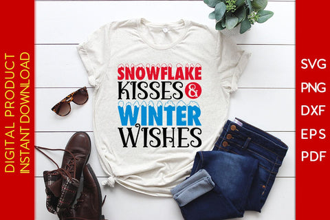 Snowflake Kisses & Winter Wishes SVG PNG EPS Cut File SVG Creativedesigntee 