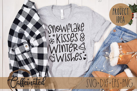 Snowflake Kisses & Winter Wishes SVG SVG Caffeinated SVGs 