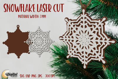Snowflake Laser Cut. Snowflake Laser Ornament. Christmas Snowflake SVG Evgenyia Guschina 