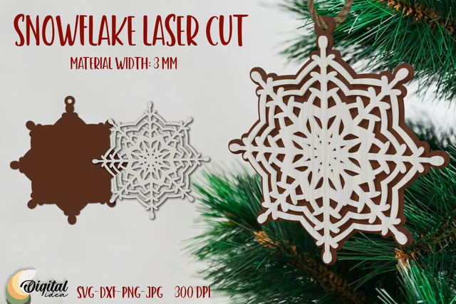 Snowflake Laser Cut. Snowflake Laser Ornament. Christmas Snowflake SVG Evgenyia Guschina 