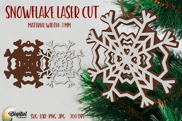 Snowflake Laser Ornament. Christmas Snowflake. Snowflake Laser Cut SVG Evgenyia Guschina 
