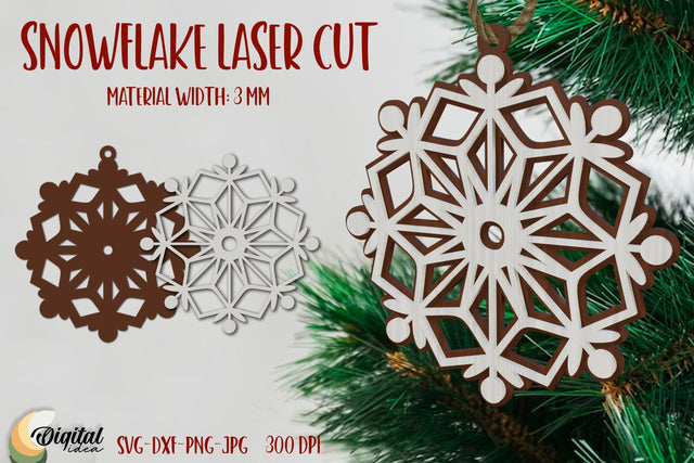 Snowflake Laser Ornament. Christmas Snowflake. Snowflake Laser Cut SVG Evgenyia Guschina 