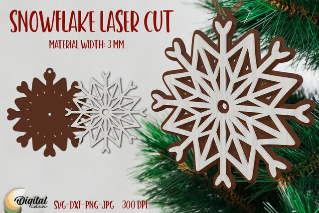 Snowflake Laser Ornament. Christmas Snowflake. Snowflake Laser Cut SVG Evgenyia Guschina 